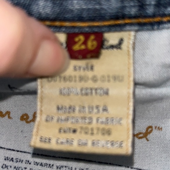 7 For All Mankind flare medium wash distressed denim blue jeans size 26 - Picture 8 of 10